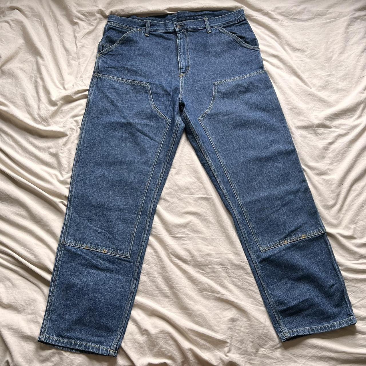 Carhartt WIP Men's Blue and Navy Jeans | Depop