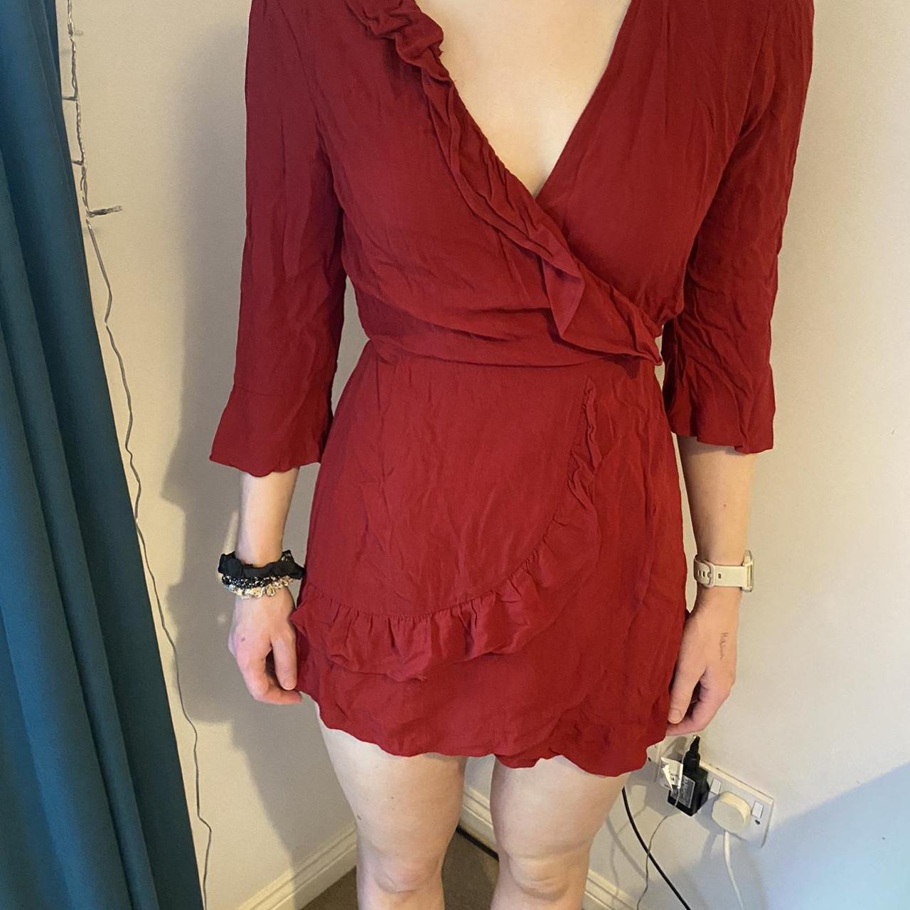 Urban outfitters hot sale red wrap dress