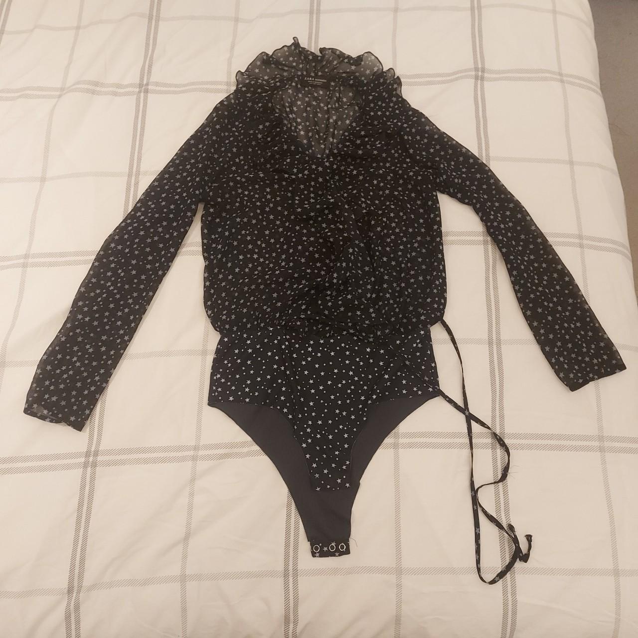 Starry mesh Zara wrap bodysuit with frills Includes... - Depop