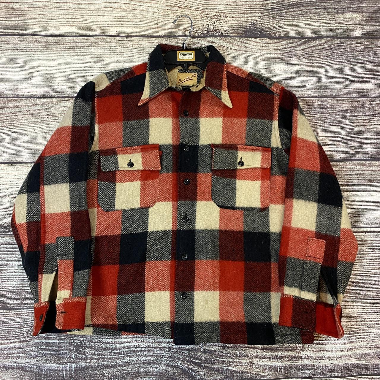 Vintage 40s 50s Buck Skein Joe Wool Plaid Button Up...