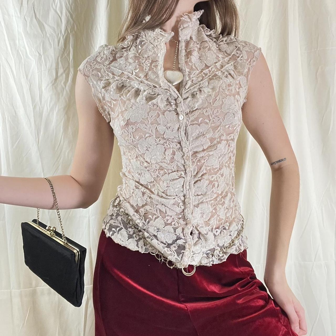 トップス UNSPOKEN/Sheer lace-up blouse CD018_BK0001_m?hei=850&crop=0,