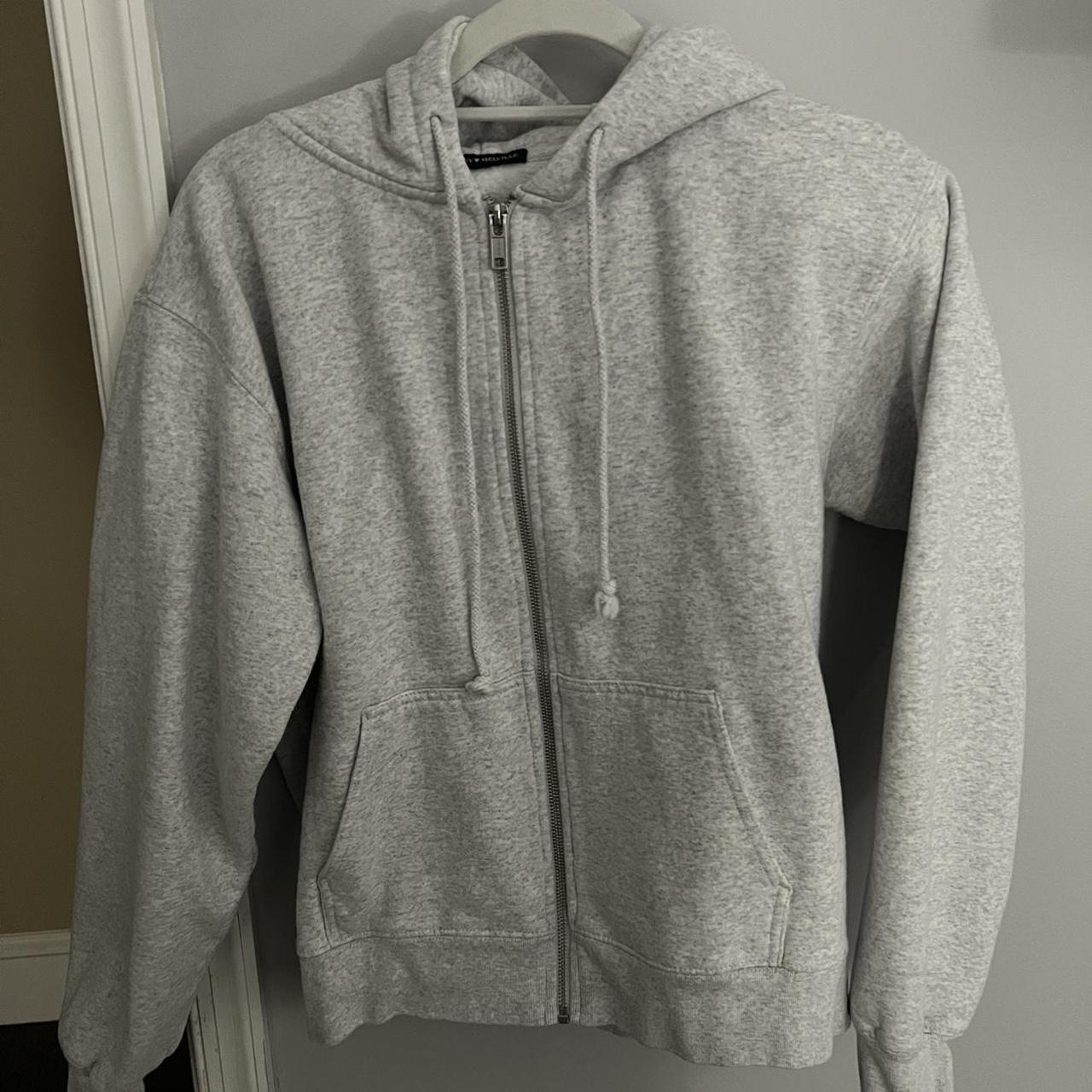 Brandy Melville zip up hoodie sweatshirt in grey... Depop