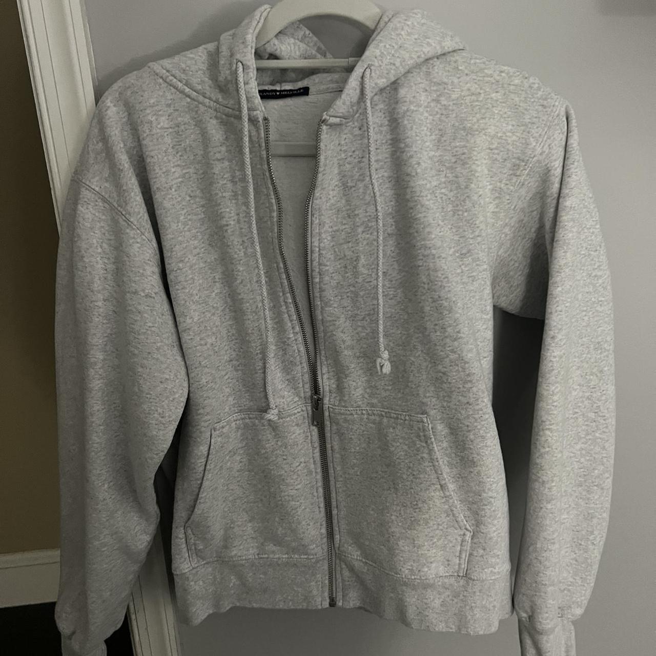 Brandy Melville zip up hoodie sweatshirt in grey... Depop