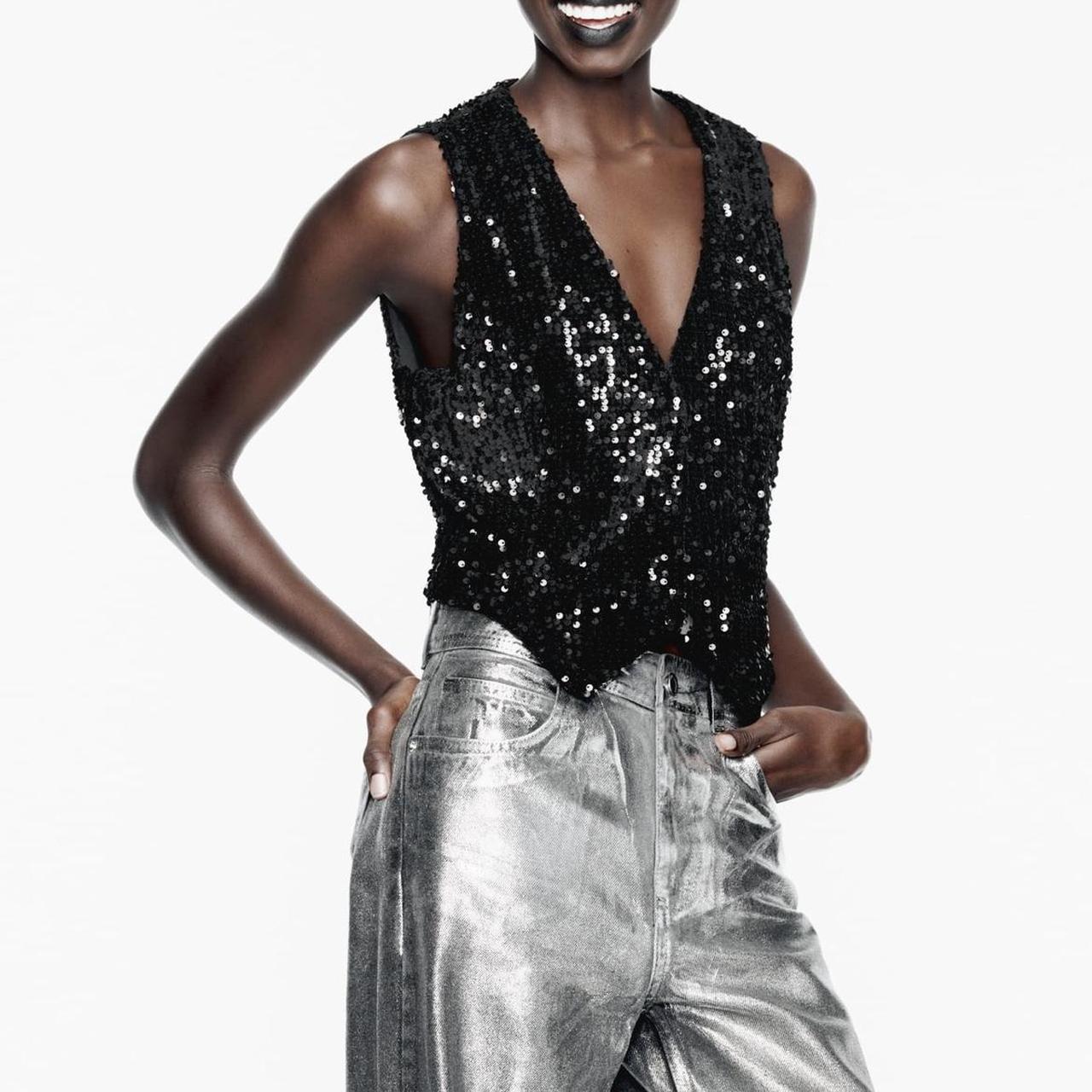 Black Sequin Waistcoat