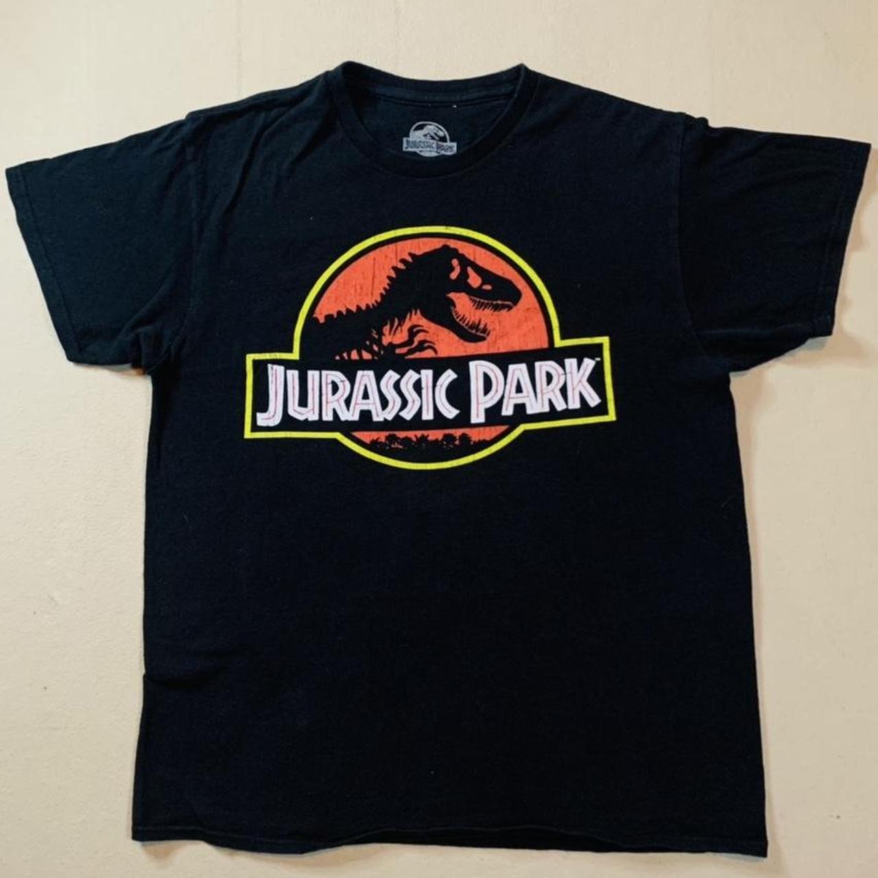 Jurassic Park black graphic T-shirt in good... - Depop