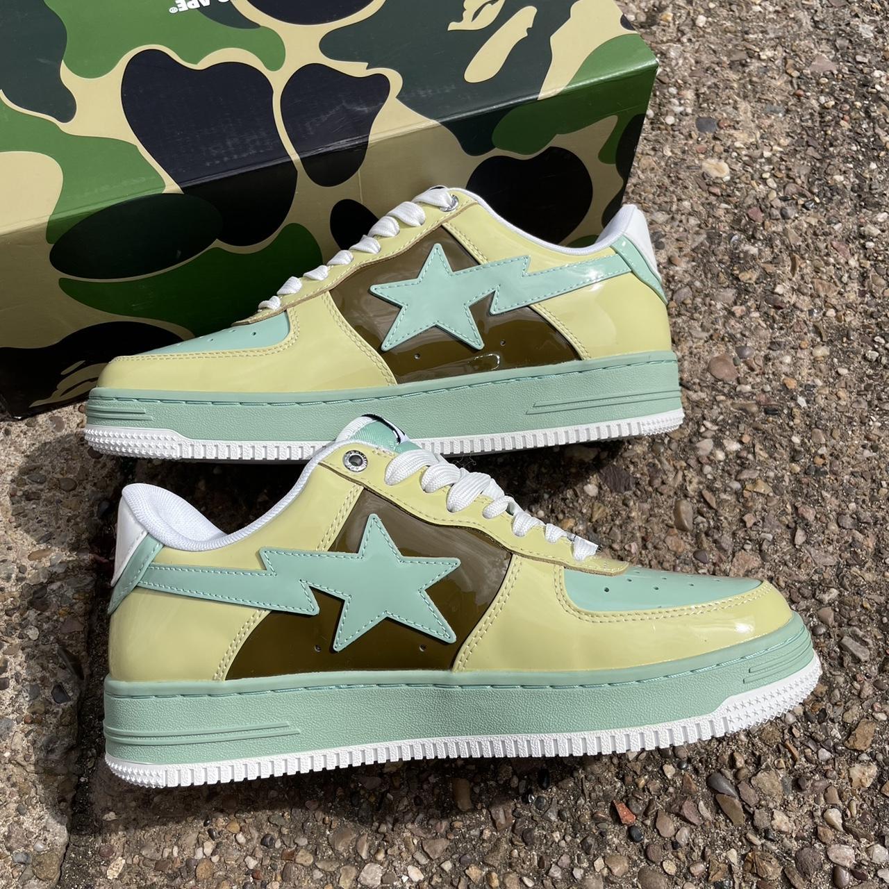 A Bathing Ape (Bape) Bape Sta Nostalgic Yellow Green... - Depop