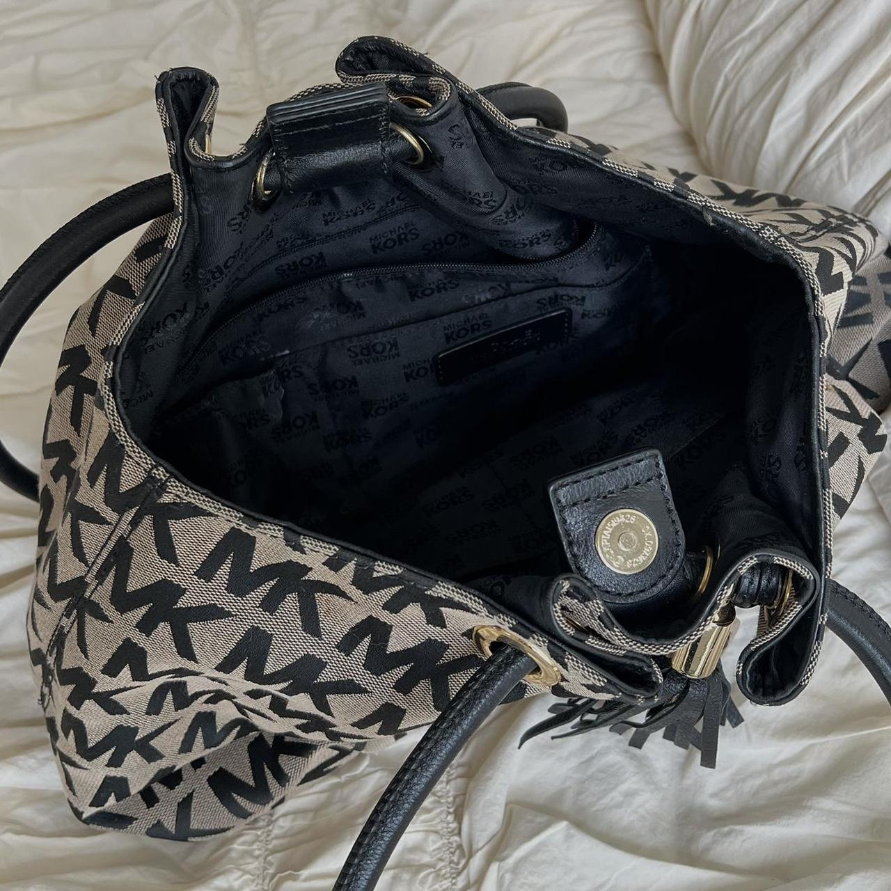 Michael Kors Black And Brown Bag michael kors bag muted brown & black logo bag... - Depop