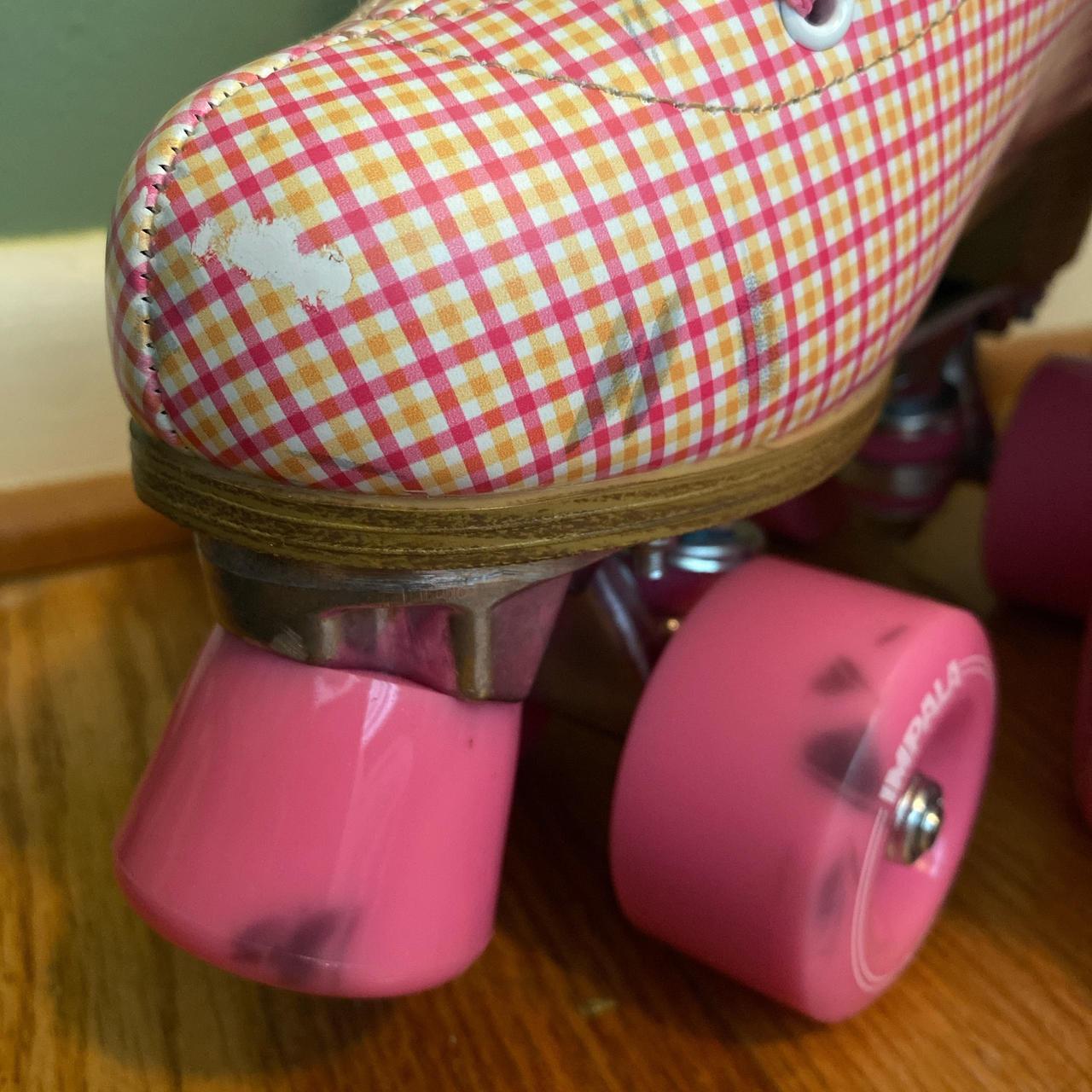 pink tartan impala roller skates only worn indoor a... Depop