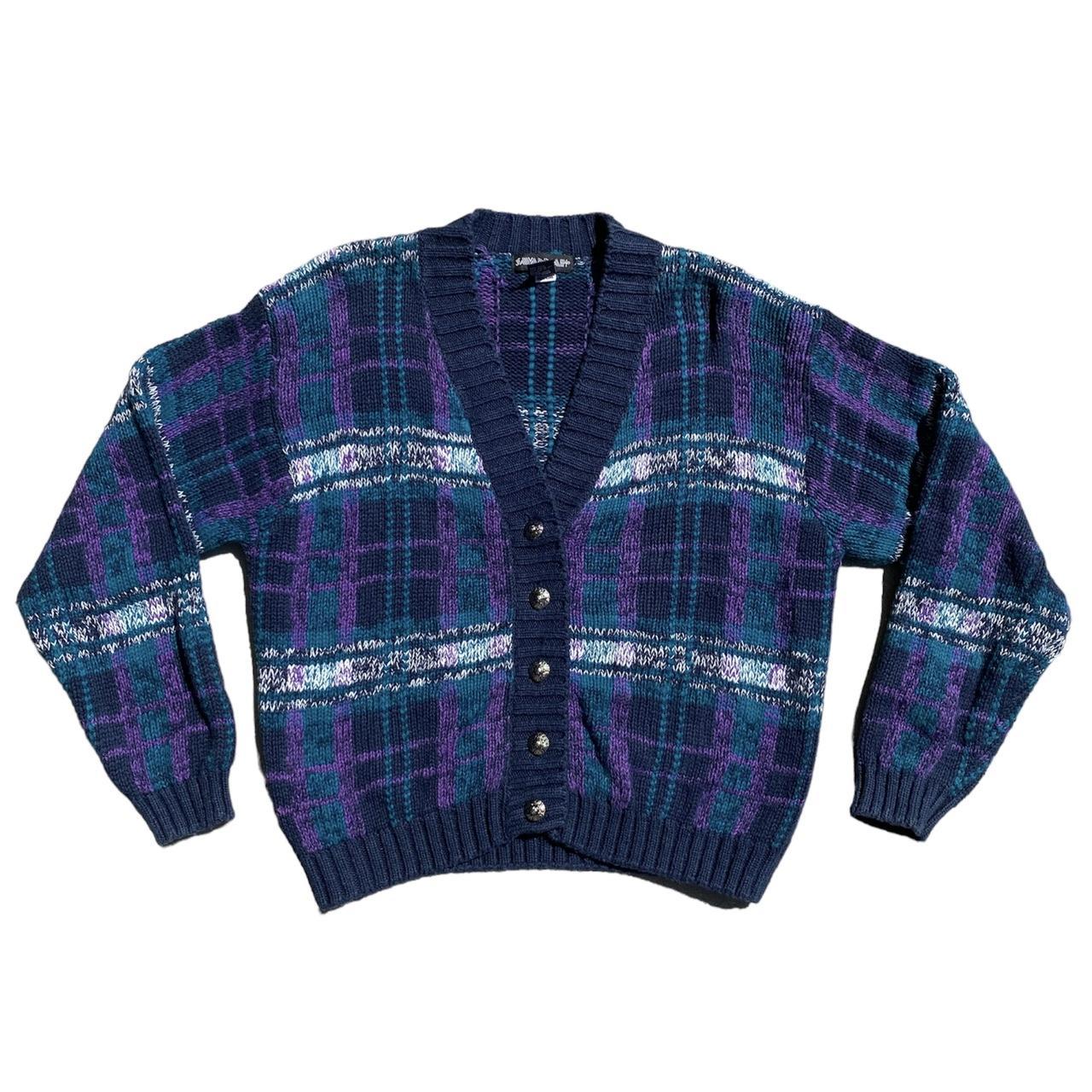 Vintage plaid cardigan discount sweater