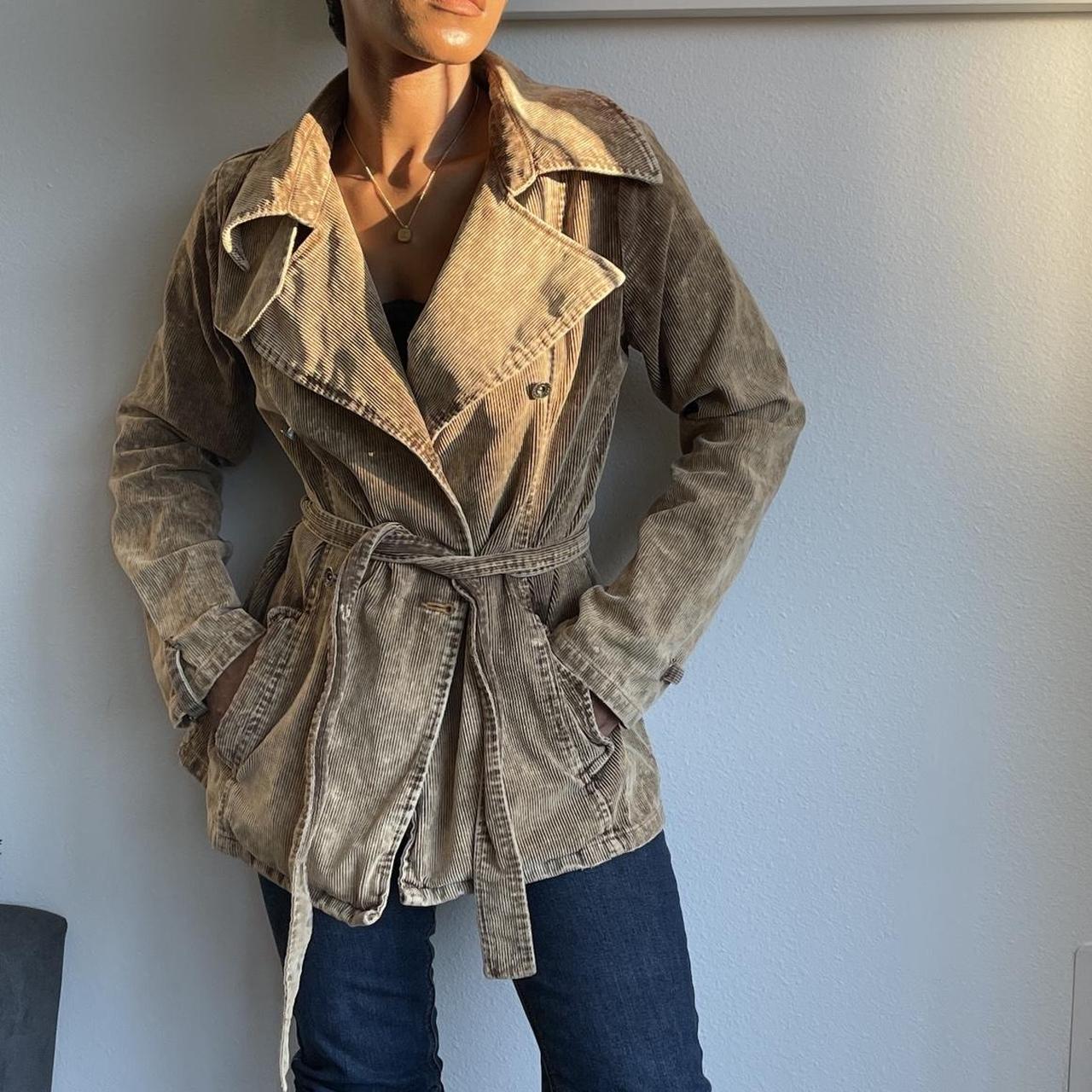 Blanc Noir Kharma Brown Corduroy Jacket with Belt Depop