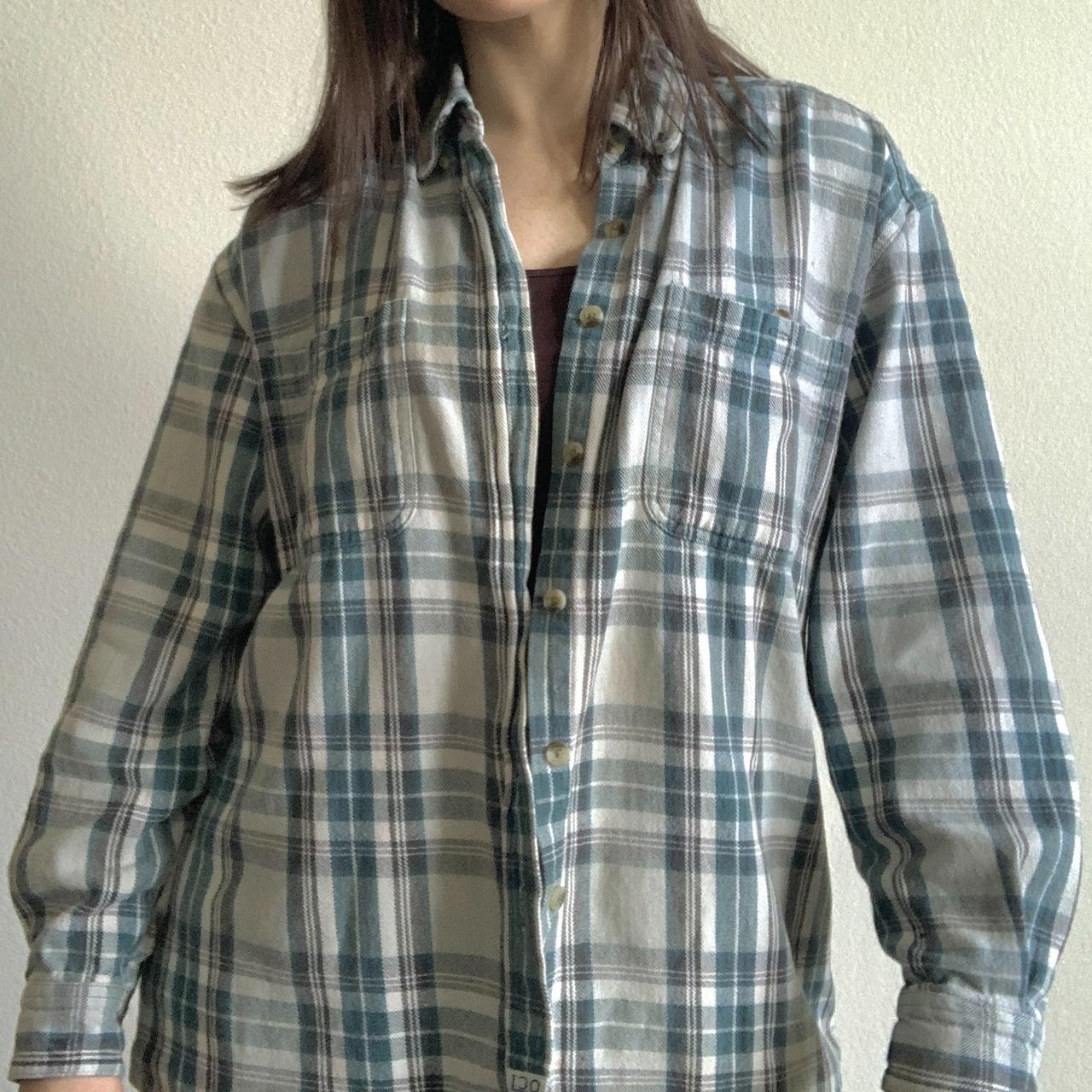 VINTAGE Flannel Shirt Adult XL Blue Plaid Back - Depop