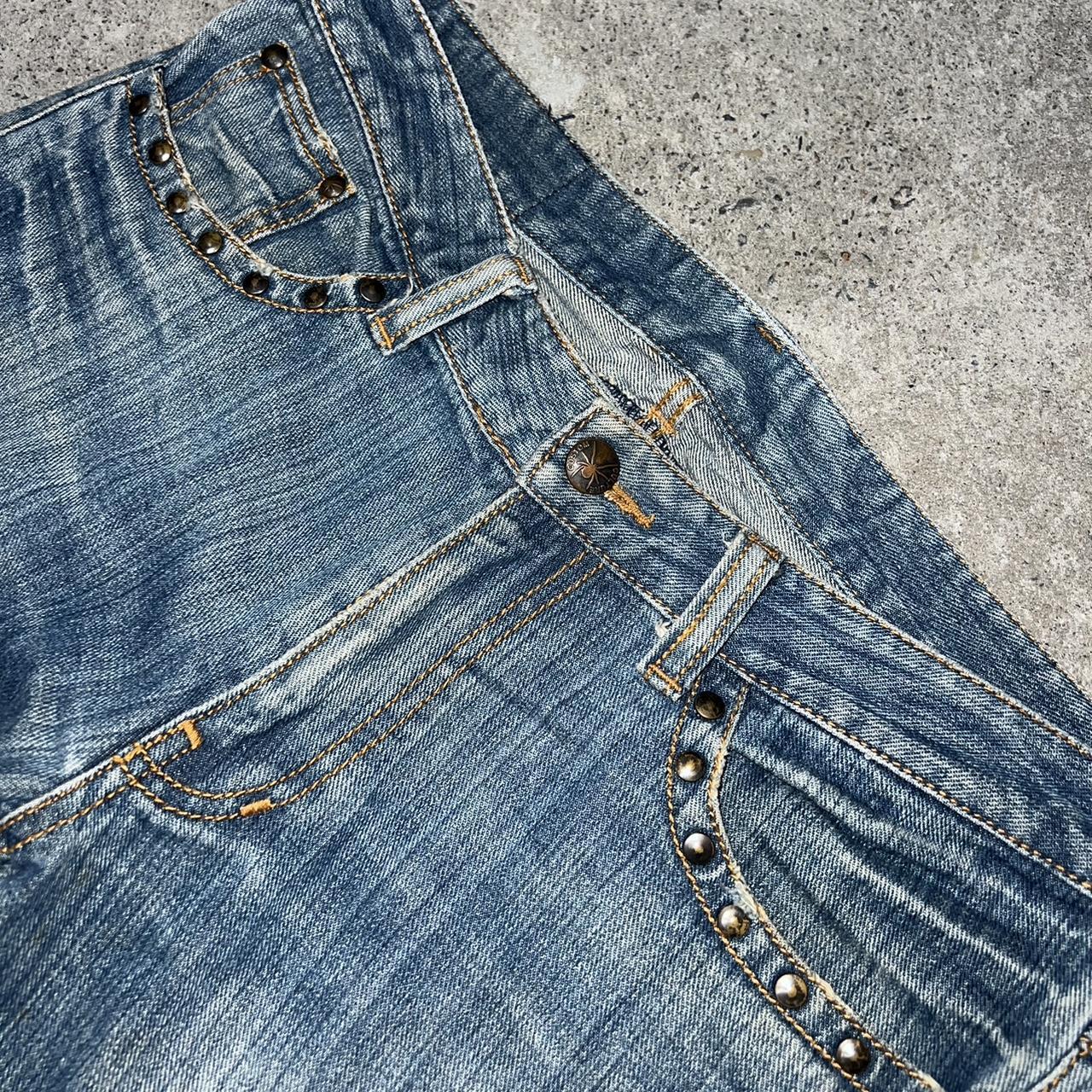 Vintage Japanese denim jeans Metal studded panels... - Depop