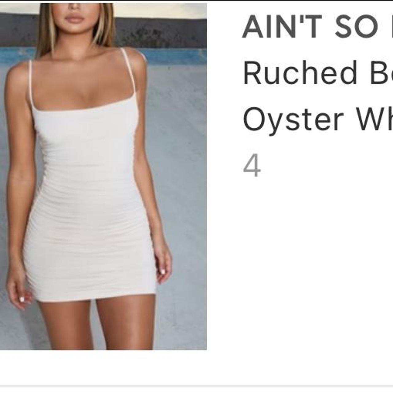 Oh Polly Ruched Bodycon Mini Dress In Oyster White🤍 Depop