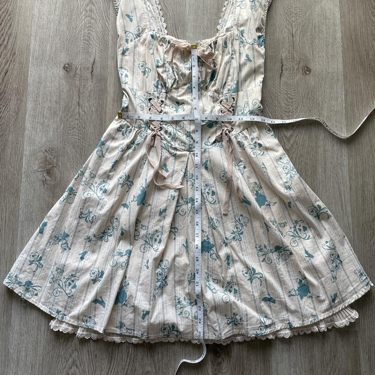 Hot Topic Women's Cream And Blue Dress 