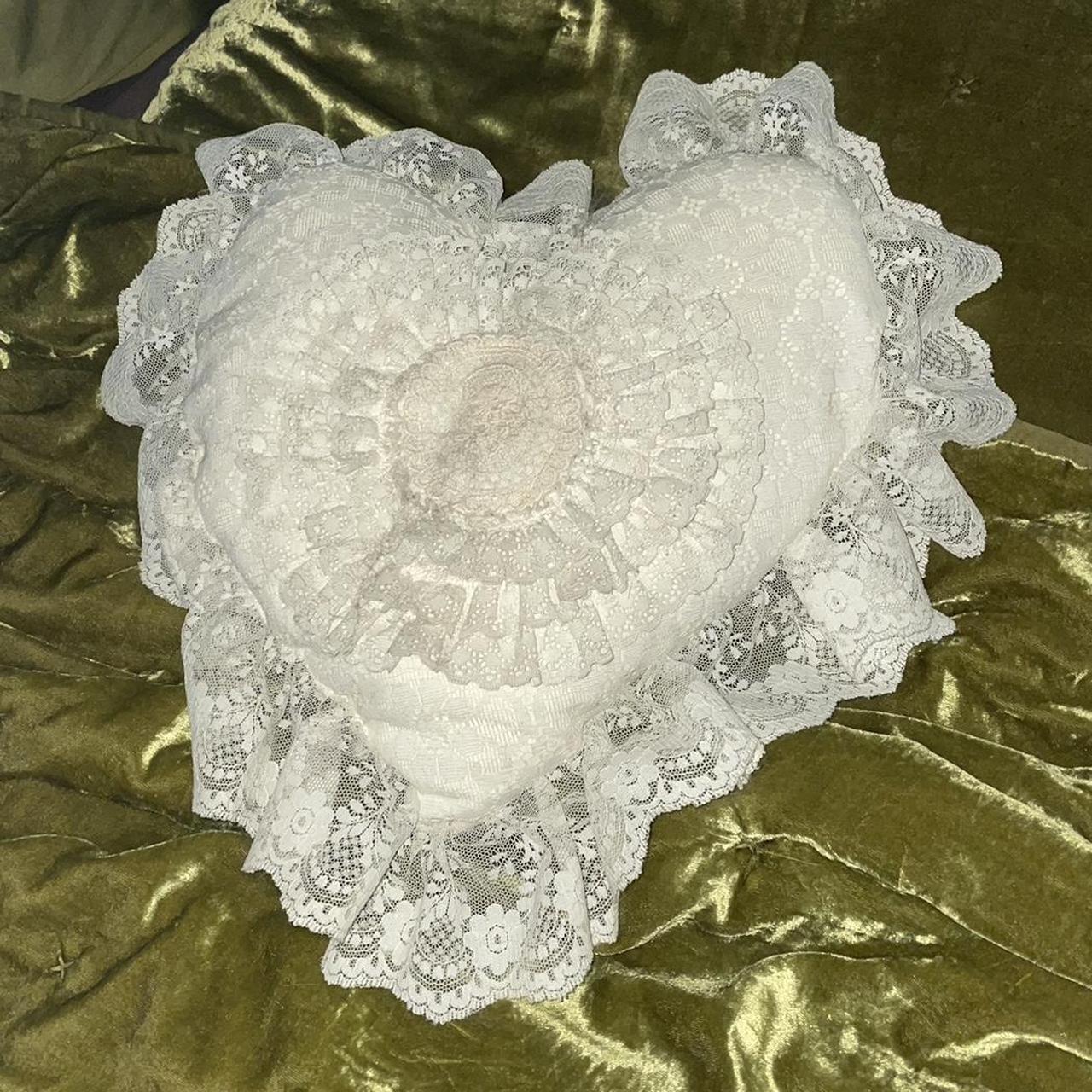 Handmade Lace Heart Pillow Handmade from Etsy Depop