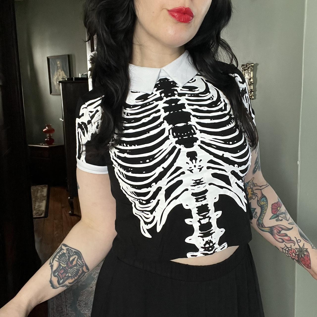 Killstar skeleton collared crop top. Collar and... - Depop