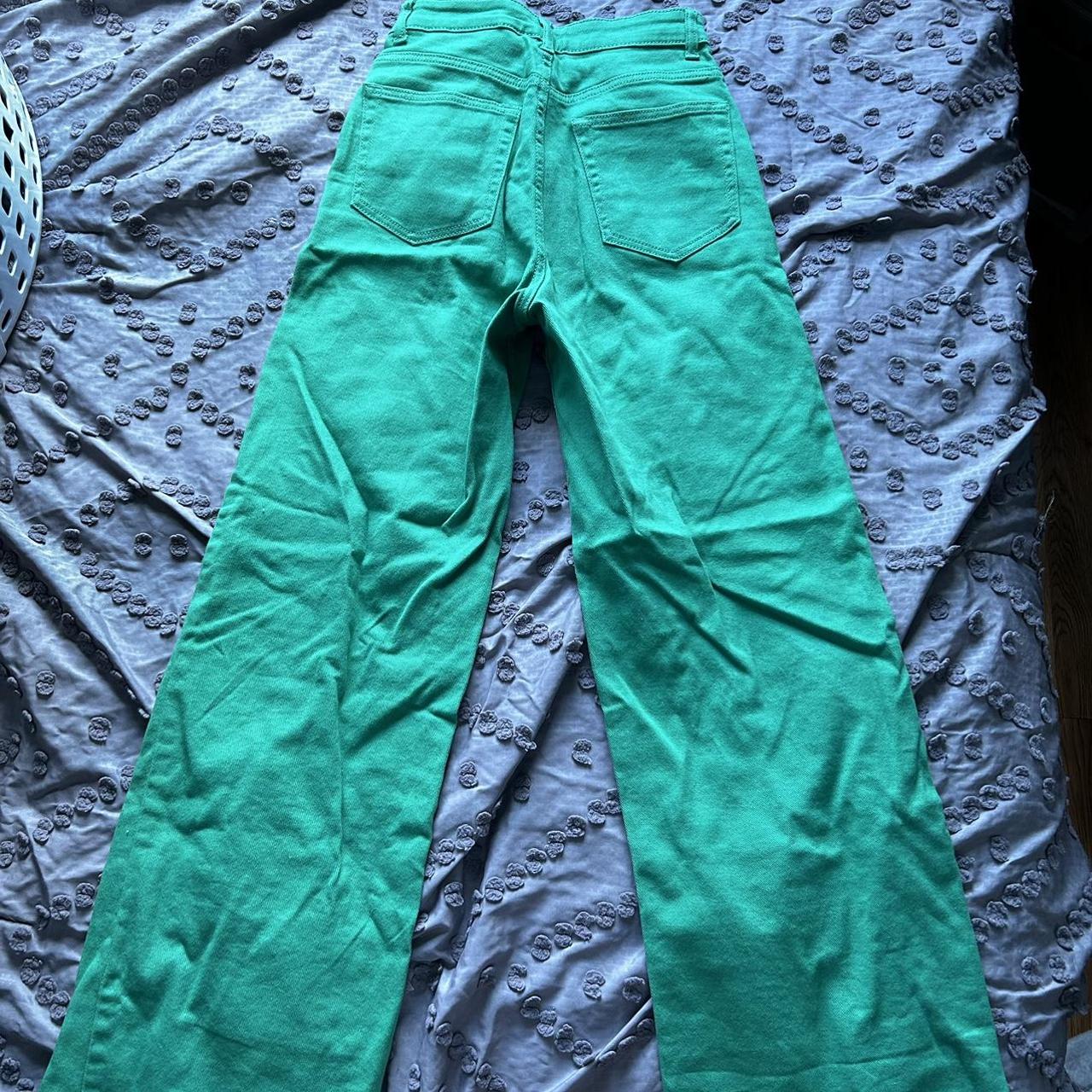 super cute bright green jeans! good for tall girls.... Depop