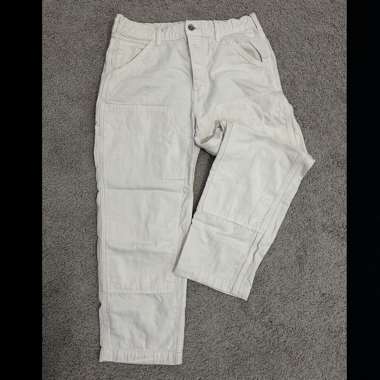 Uniqlo Men’s White Wide Carpenter/Utility Pants Size... - Depop