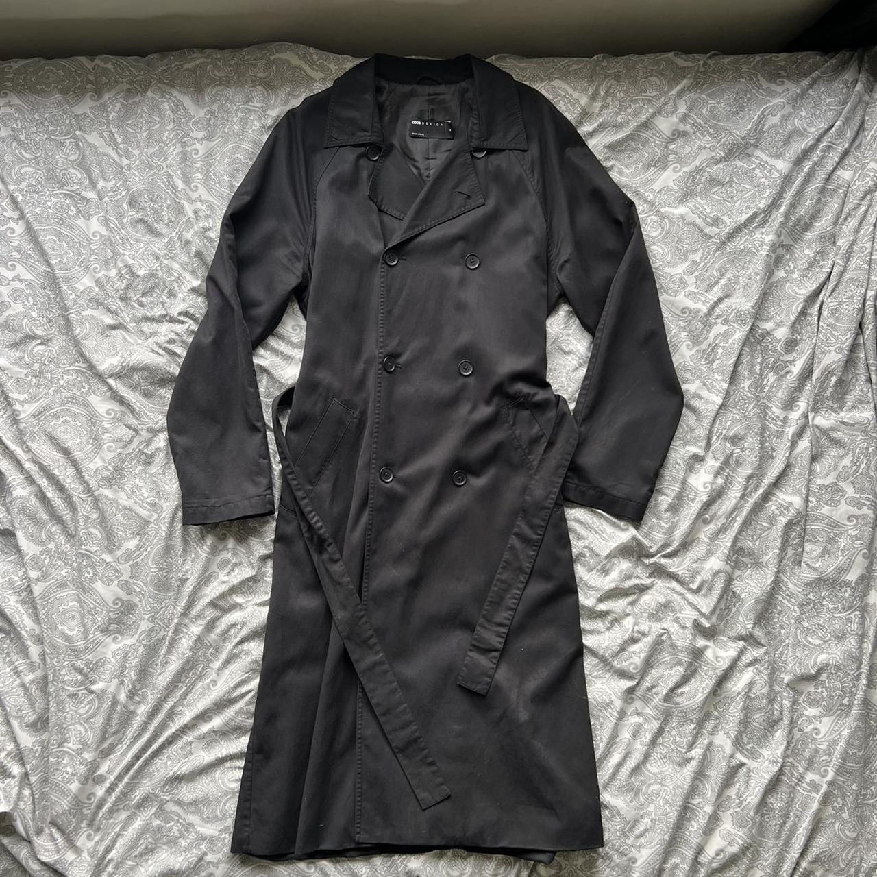 ASOS Design black trench coat in size... - Depop