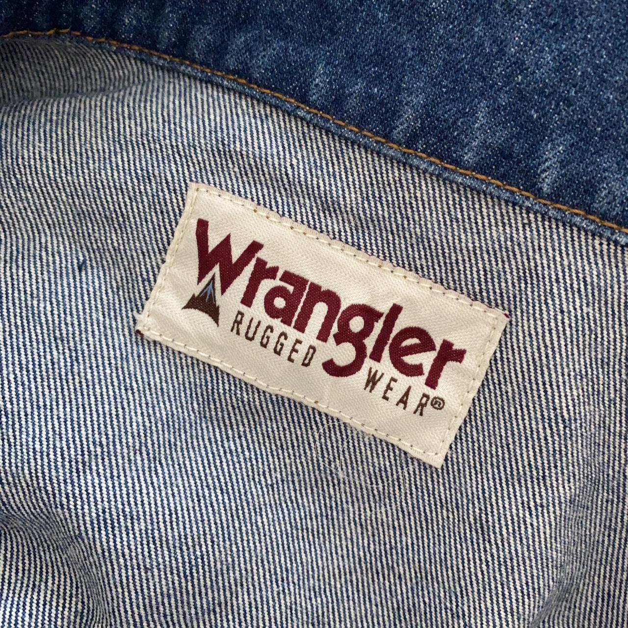 Wrangler jean jacket with cool embroidery on the... - Depop