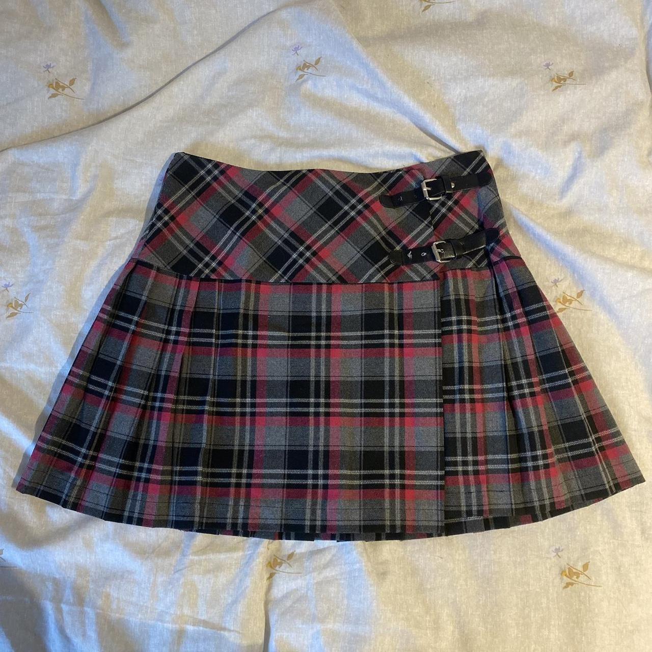 Pink and black check mini pleated skirt 🩷 uk size... - Depop