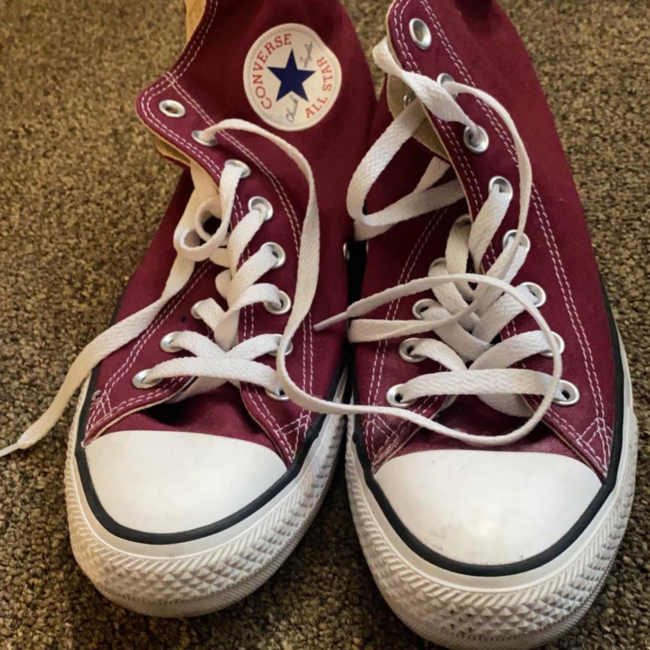 Womens size 10 high top maroon/burgundy converse... - Depop