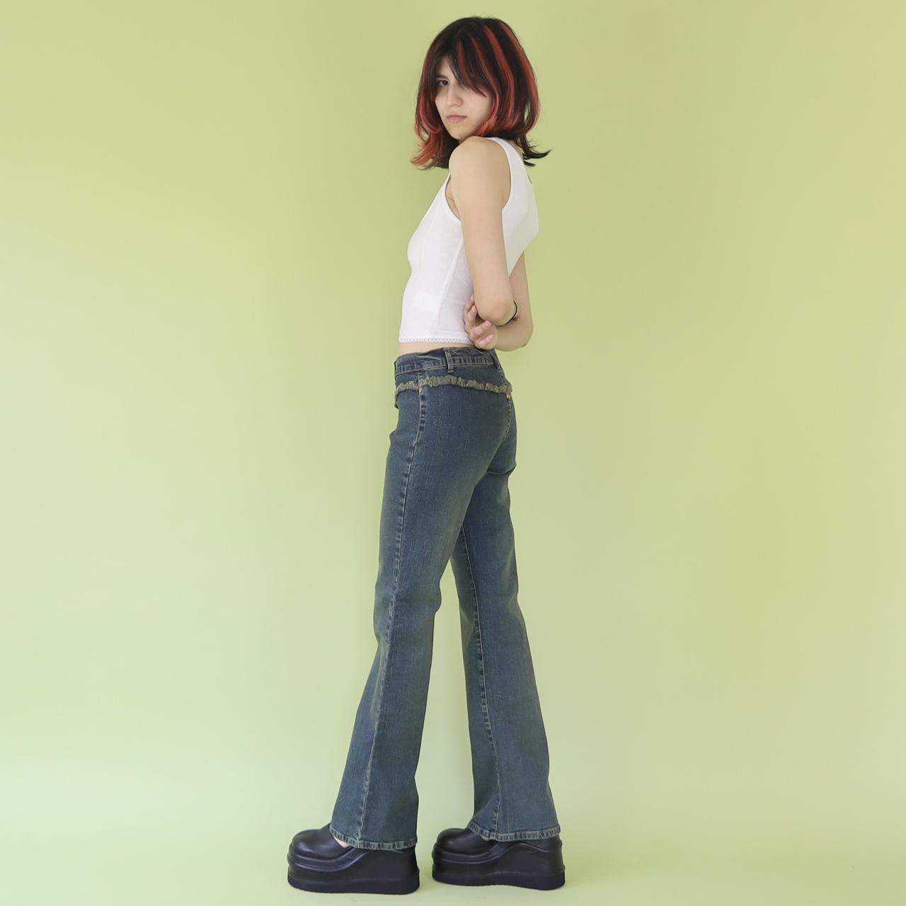 Y2k Lowrise Raw Denim Flare Jeans Brand is Action - Depop