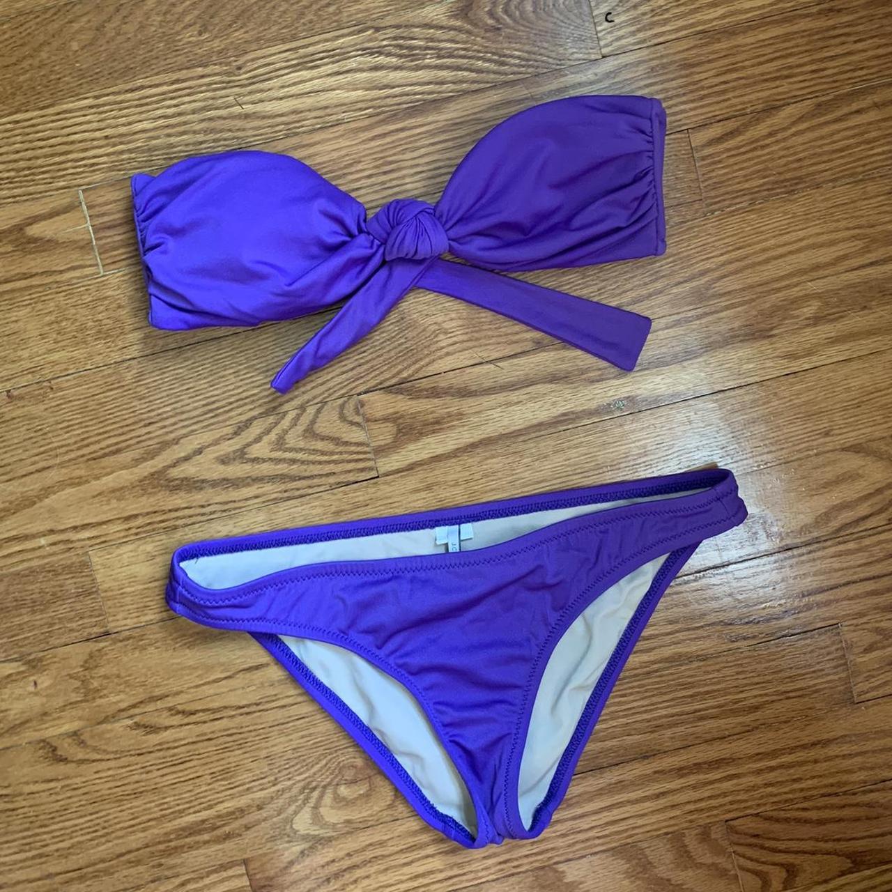 Two piece purple J. crew strapless bikini 👙... Depop