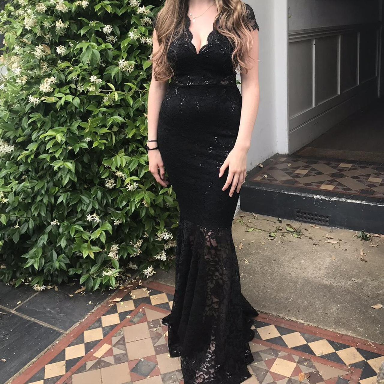 Black lace Jessica Wright dress with fishtail bottom