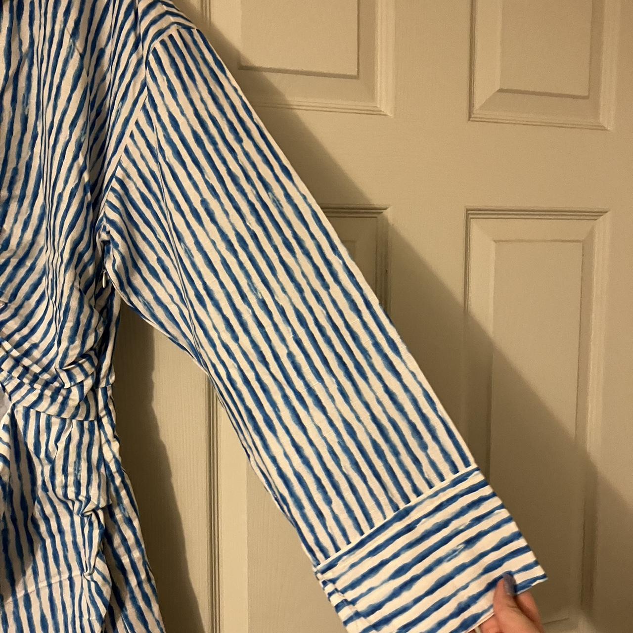 Zara blue and white linen style dress Fully lined... Depop