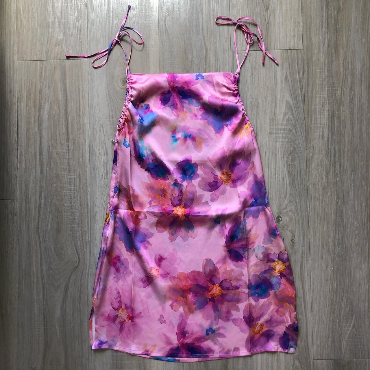 Frankie’s Bikinis Margrette Silk Dress in Watercolor... Depop