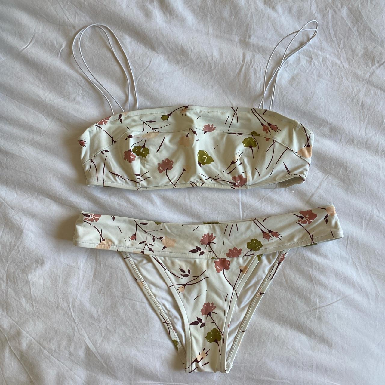 zulu and zephyr swimmers - white with flowers both... - Depop