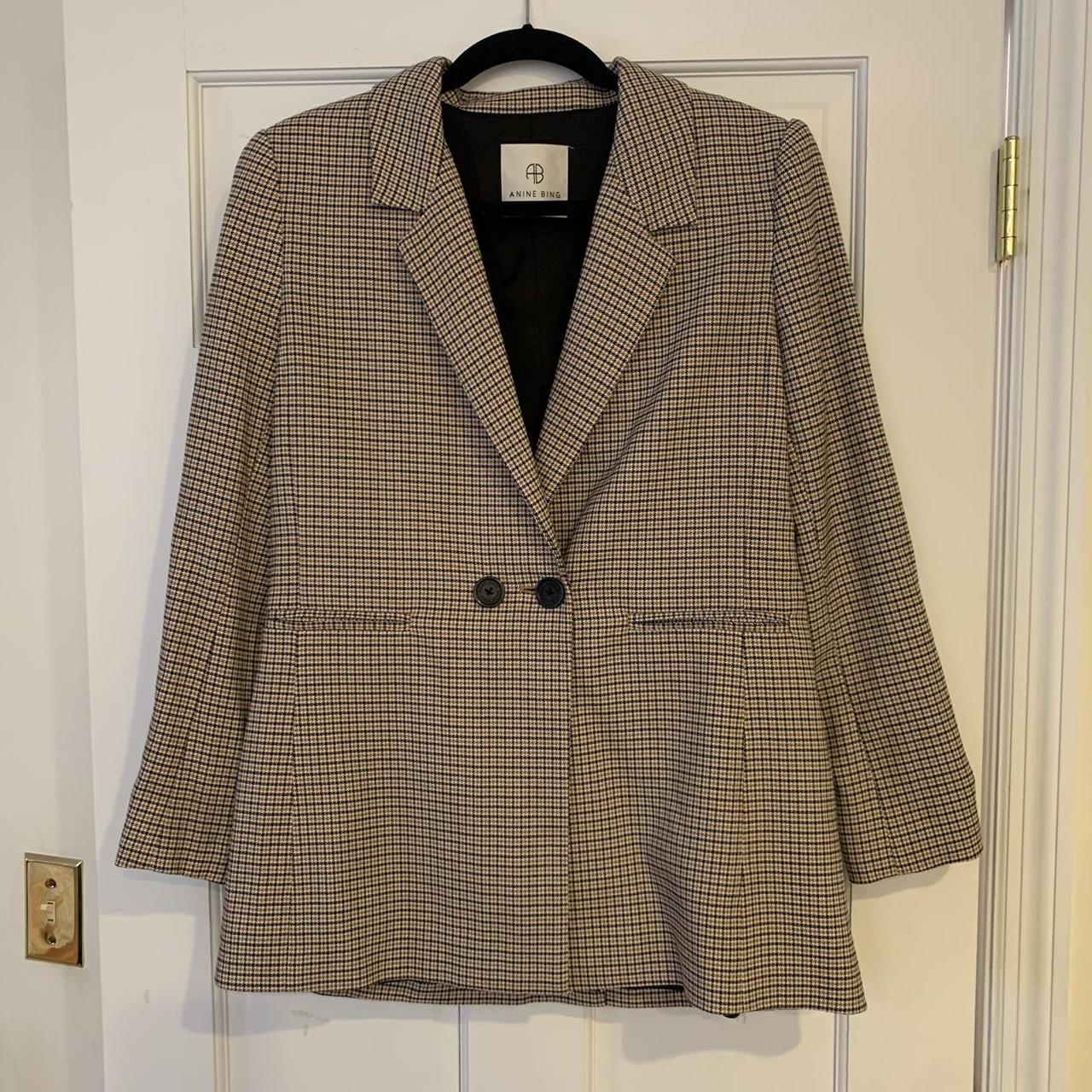 Anine Bing plaid Madeleine blazer Mustard plaid... - Depop