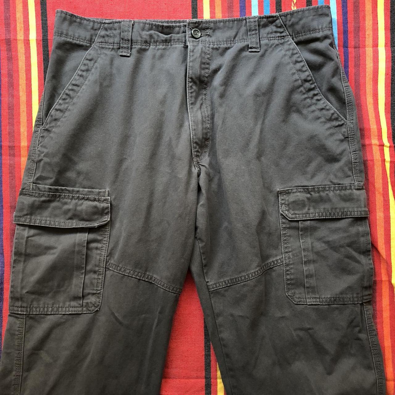 grey Wrangler cargo pants. size 36 waist in mens. in... - Depop