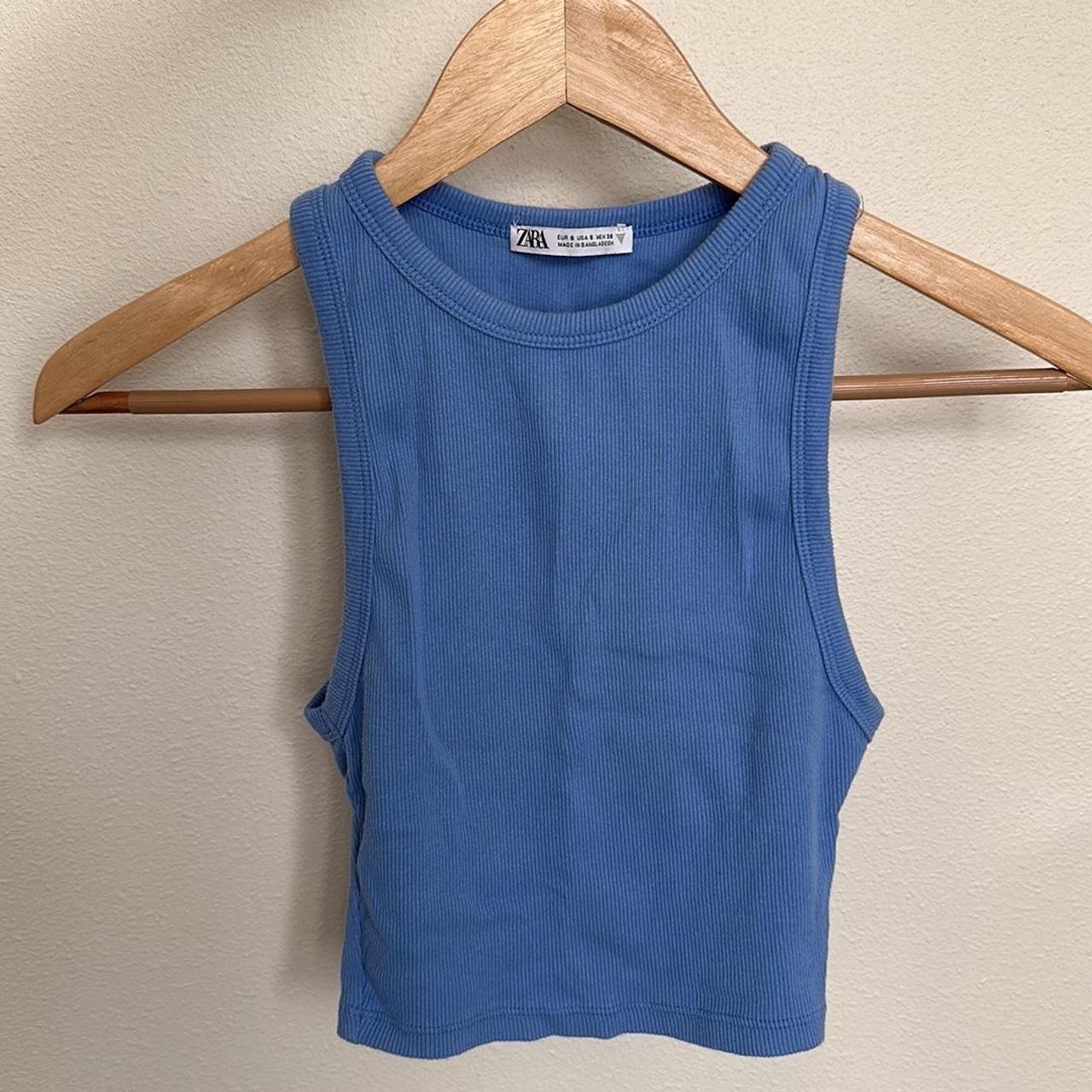 Zara Crop Top Perfect cornflower blue crop top.... Depop