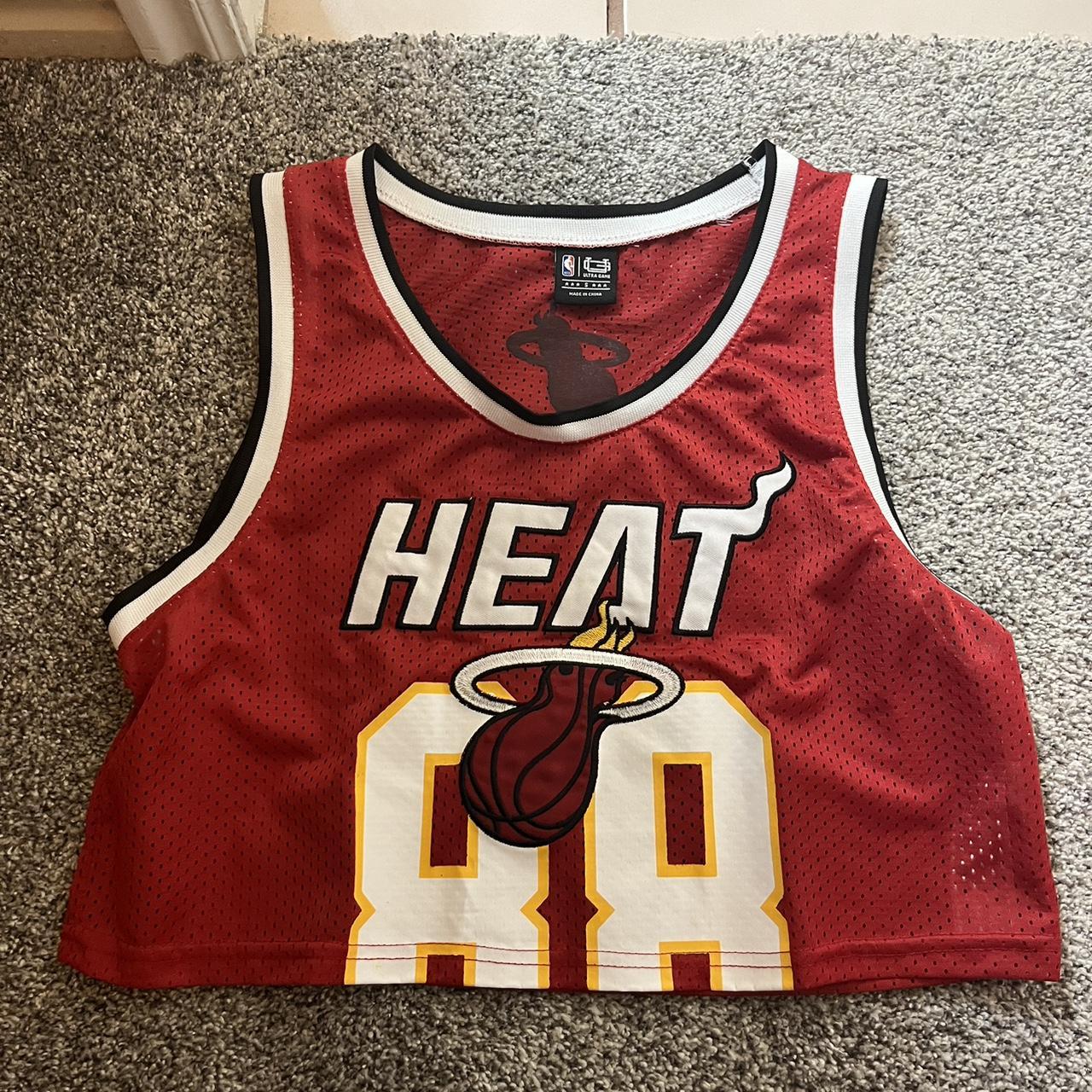 Miami heat cropped NBA jersey Size small So cute for... Depop