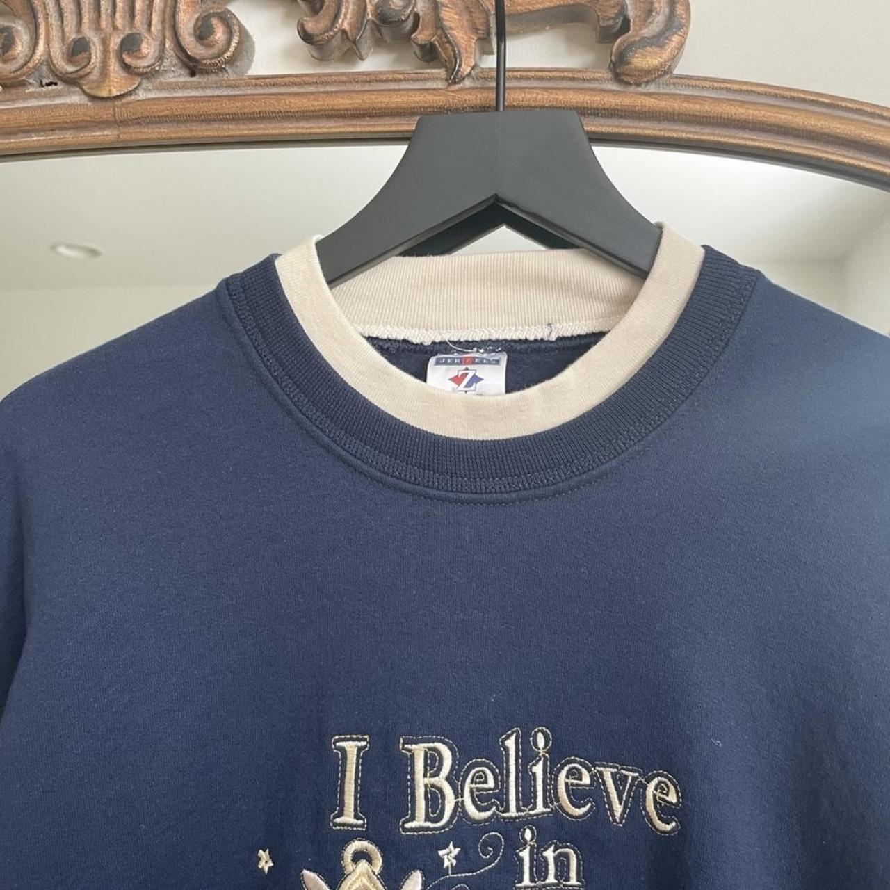 Jerzees XL I Believe in Angels Embroidered Crew Neck Sweatshirt
