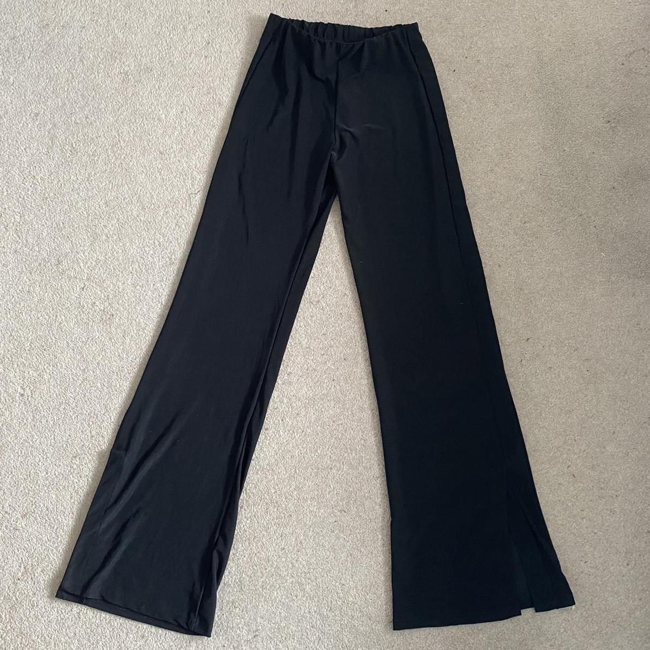 Black stretchy flared trousers Y2k style Low... - Depop