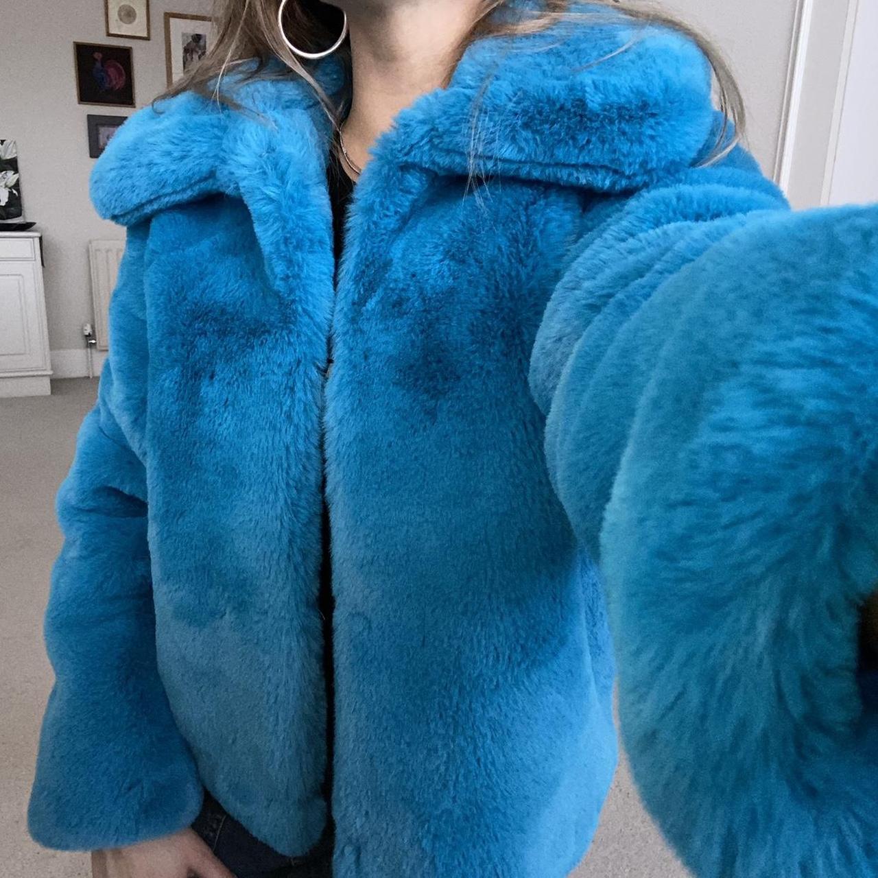 Electric blue faux fur coat hotsell