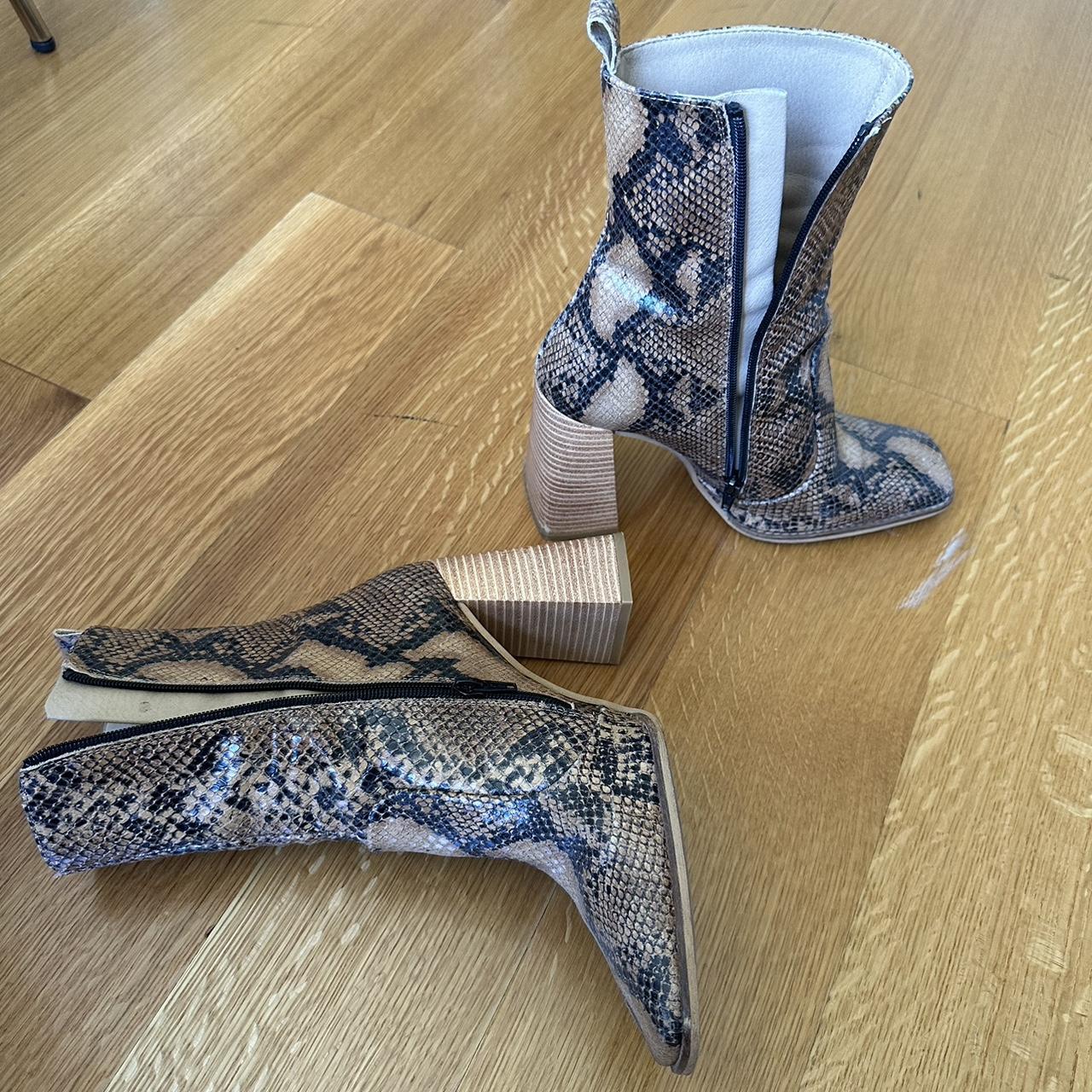 snakeskin boots low heel