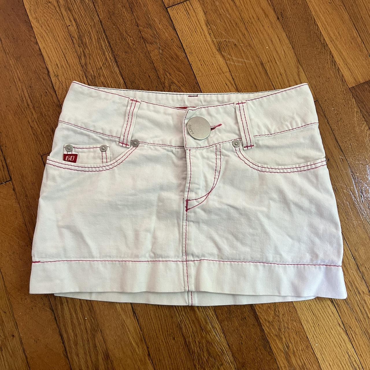 Miss Sixty Women's White and Pink Skirt | Depop