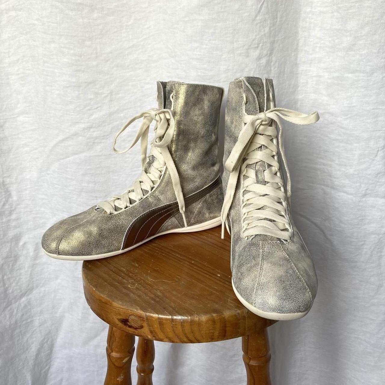 Puma boxing boots Metallic gold and silver sporty... Depop
