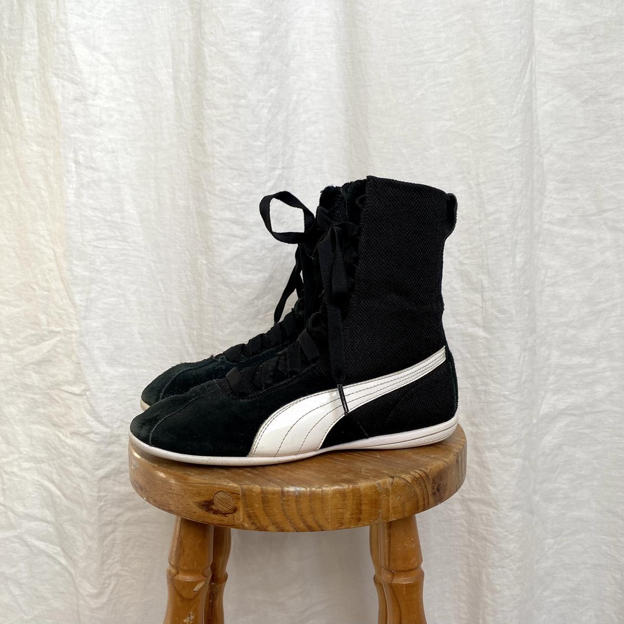 Puma boxing boots Black and white mesh sporty lace... Depop