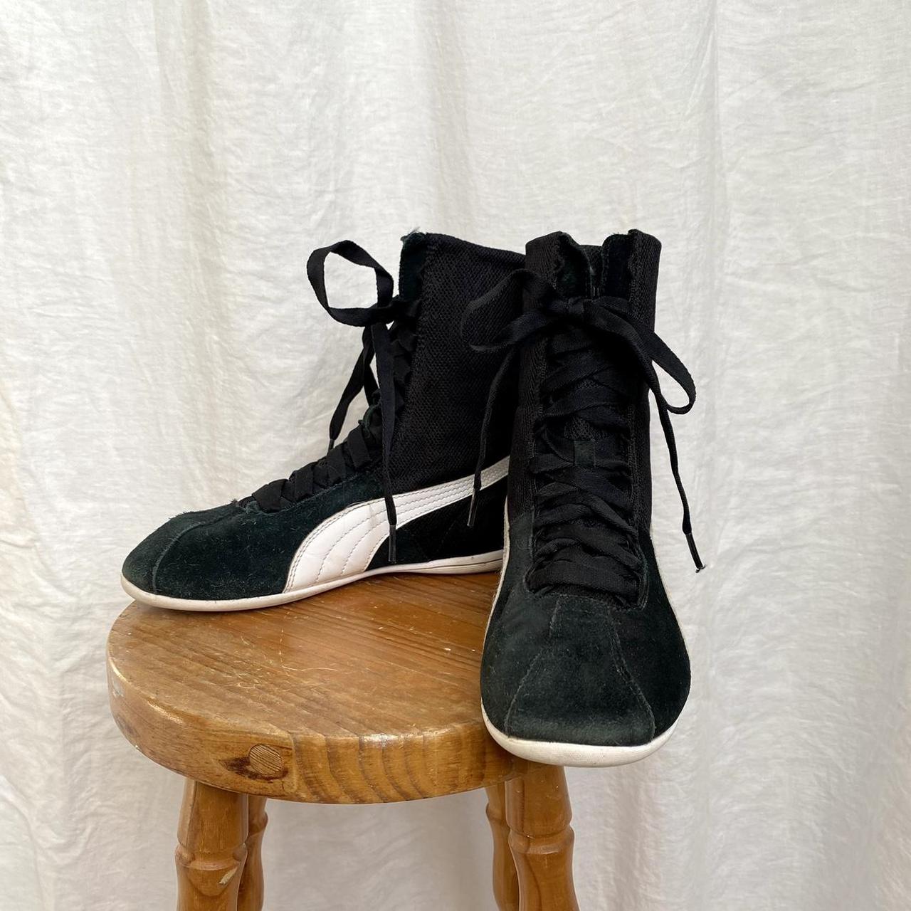 Puma boxing boots Black and white mesh sporty lace... Depop
