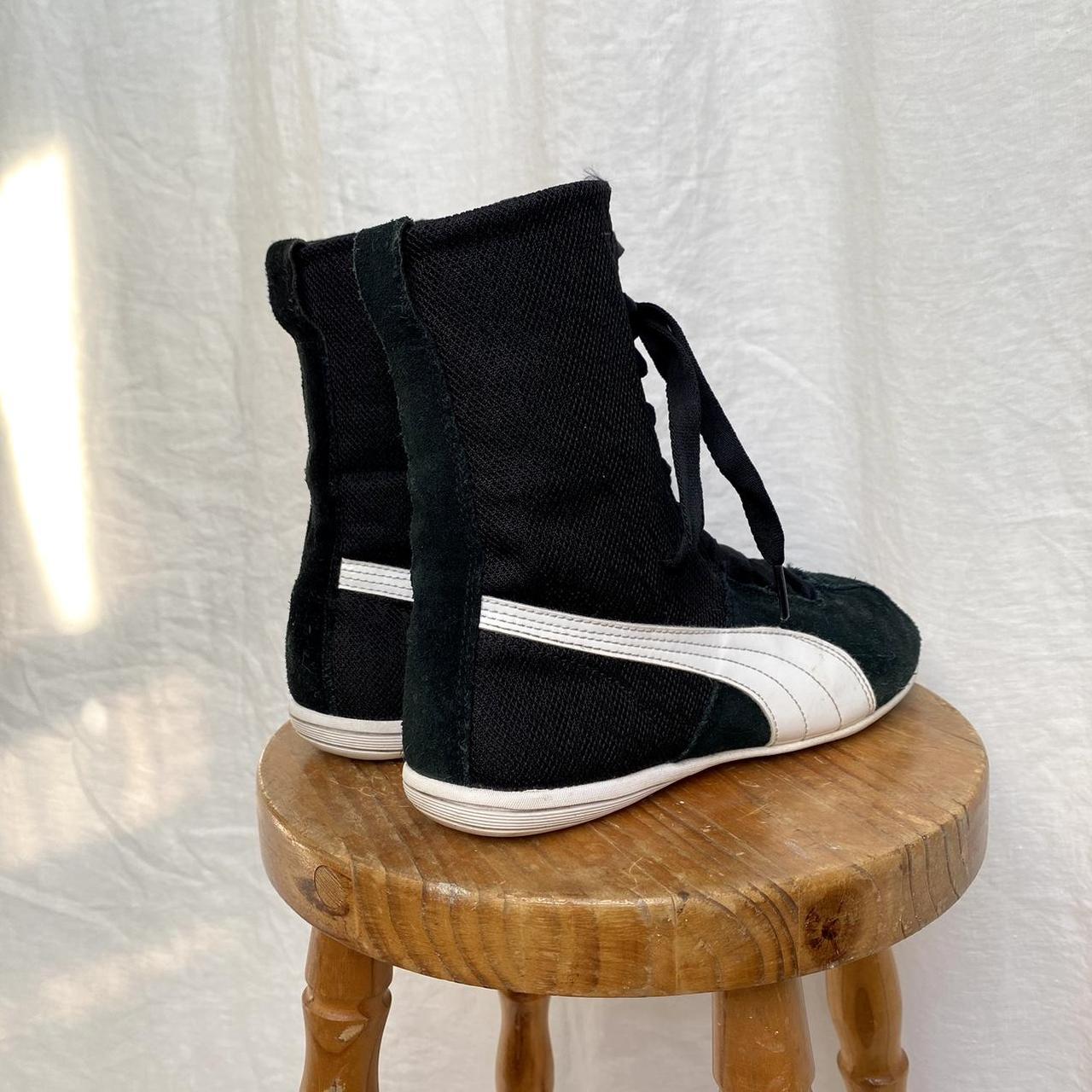 Puma boxing boots Black and white mesh sporty lace... Depop