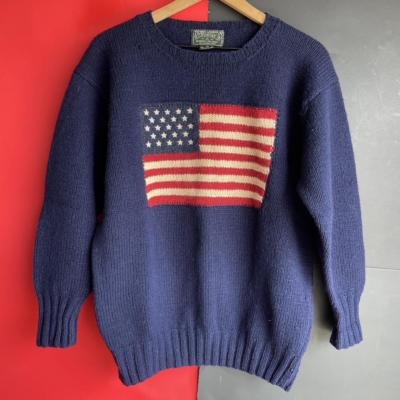 Vintage Ralph Lauren Polo Country USA Flag Sweater... - Depop