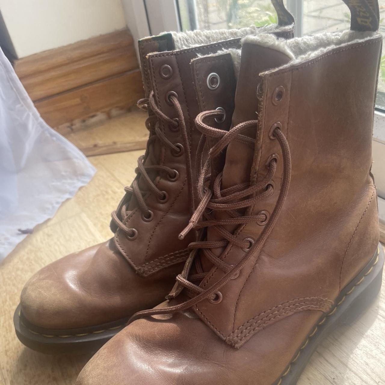 Brown doctor Martin boots. Size 7 Worn but plenty of... - Depop