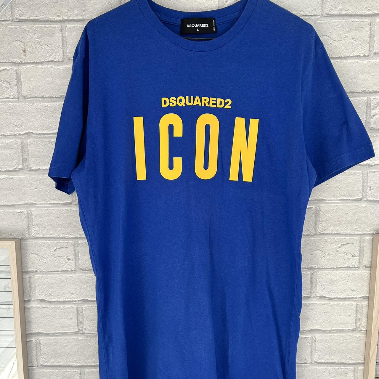 DSQUARED2 'ICON' T-Shirt 🟨 Size: Large Colour: Blue | Depop