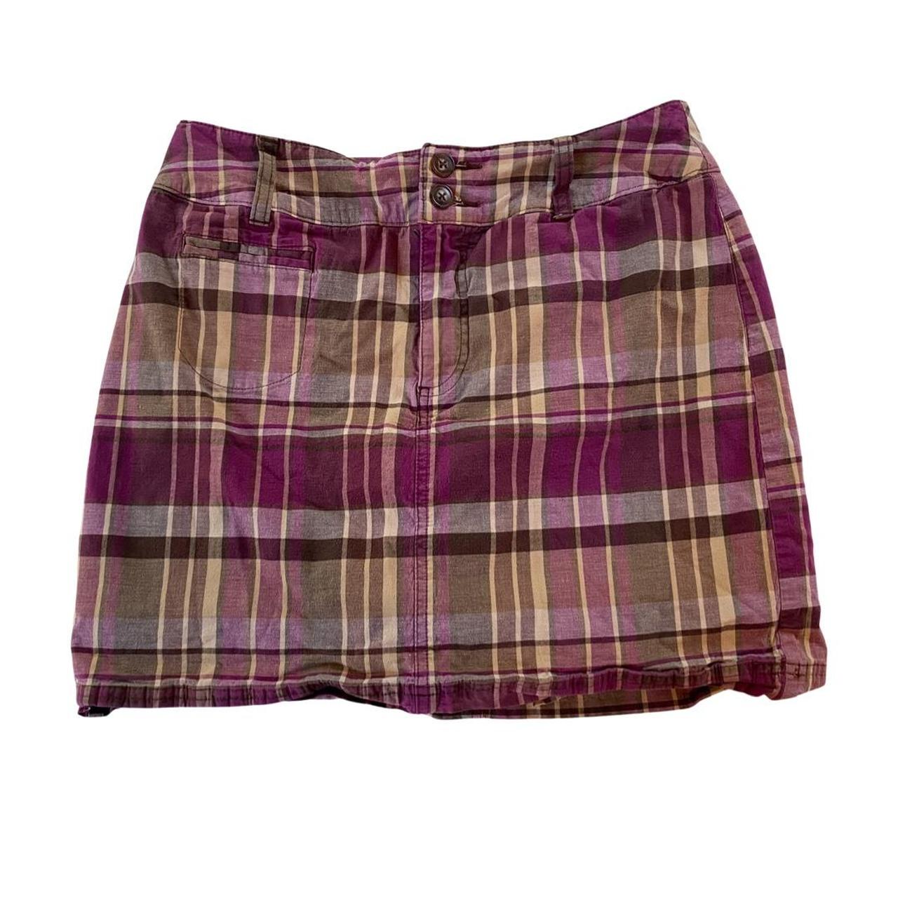 Burgundy short plaid outlet skirt