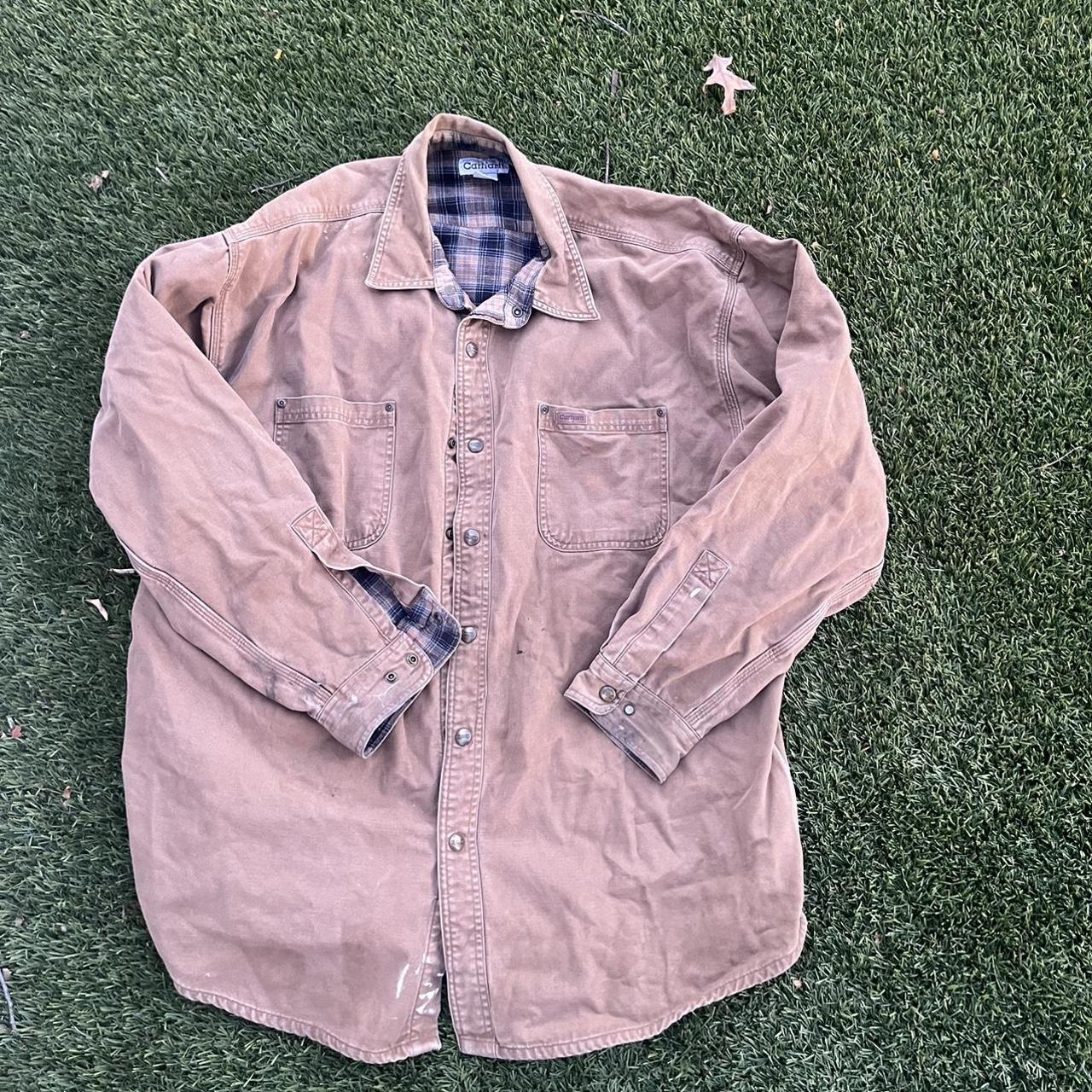 Carhartt Flannel Lined Button Up Shirt -overall... - Depop